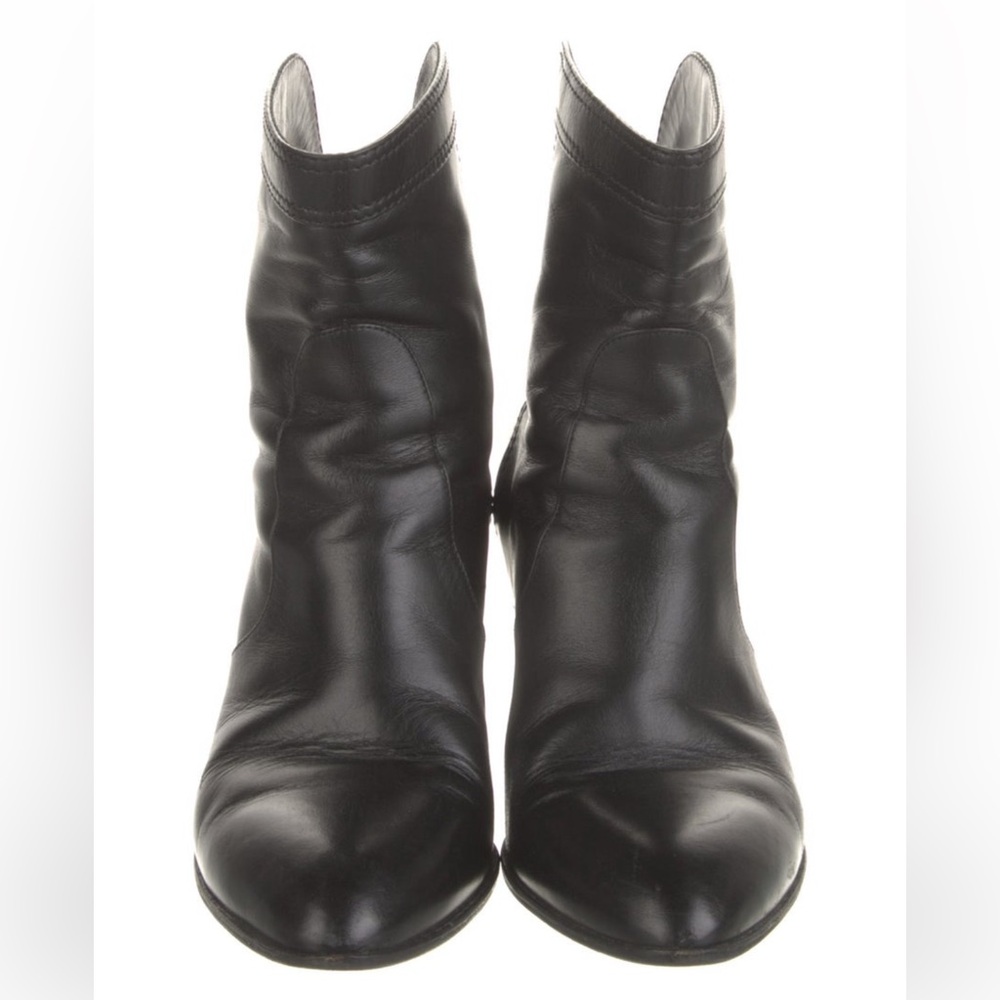 Chanel cowboy boots black leather size 37